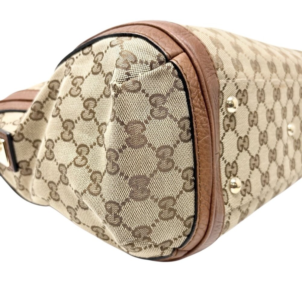 GUCCI Vintage GG Logo Monogram Shoulder Bag Brown Canvas Leather Bamboo [106428] - Picture 8 of 16